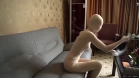 Zentai龟甲 后手 双腿折叠束捆绑