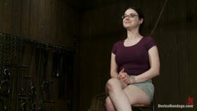 Curvy broad suffers for orgasms then strung up by hair suspension.