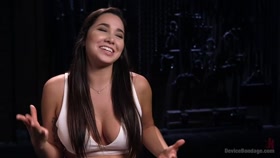 Big Tit Squirter Screams in Metal Bondage