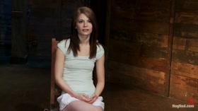 Girl next door, severely bound and helplessStripped, elbows bound, legs split, multiorgasms!