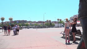 PUBLIC DISGRACE - Petite Whore Molly Saint Rose Fucked And Humiliated In Public Plaza!!