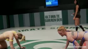 2 hot blond fitness models battle in a hardcore, sexual, nonscripted, submission wrestling match!