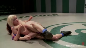 Blond gets destroyed, made to cum during wrestling! Totally defeated sexually & physically! Brutal!