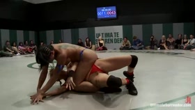 6 girl massive fuck orgy in front of the live audience. Losers getting fucked in to the mat!