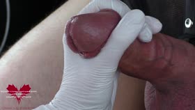 Perfect extraction of sperm directly from the urethra. Close-up of the glass straw sounding.