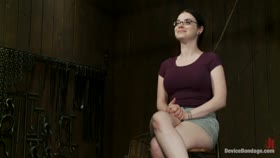 Curvy broad suffers for orgasms then strung up by hair suspension