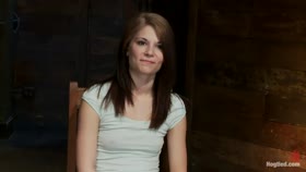 Girl next door, severely bound and helpless Stripped, elbows bound, legs split, multi orgasms!